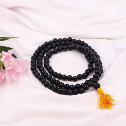 Original Karungali Malai Religious Mala 108-Beads 8MM Ebony Wood Jaap Mala Wood Necklace