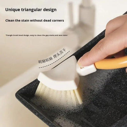Foldable Triangular Gap Cleaning Brush with Soap Holder (Pack of 2)